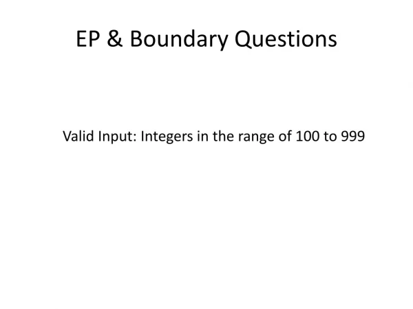 EP &amp; Boundary Questions