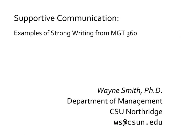 Supportive Communication: Examples of Strong Writing from MGT 360