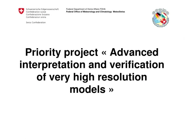 Priority project « Advanced interpretation and verification of very high resolution models »