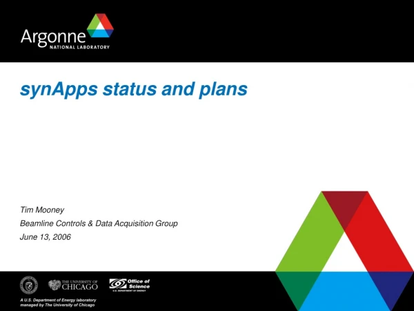 synApps status and plans