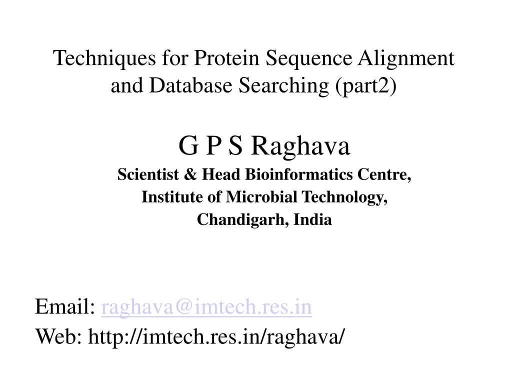 techniques for protein sequence alignment and database searching part2