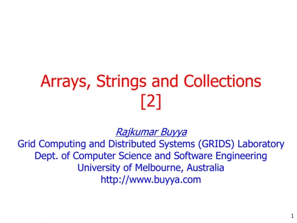 Arrays, Strings and Collections [2]