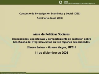 Consorcio de Investigaci n Econ mica y Social CIES Seminario Anual 2008