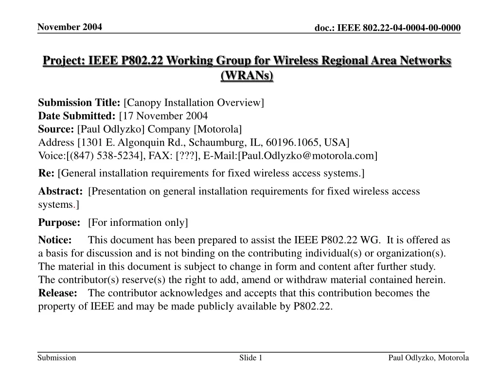 project ieee p802 22 working group for wireless