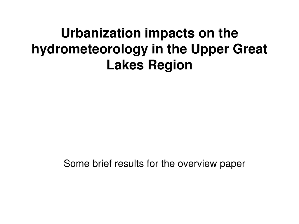 urbanization impacts on the hydrometeorology in the upper great lakes region