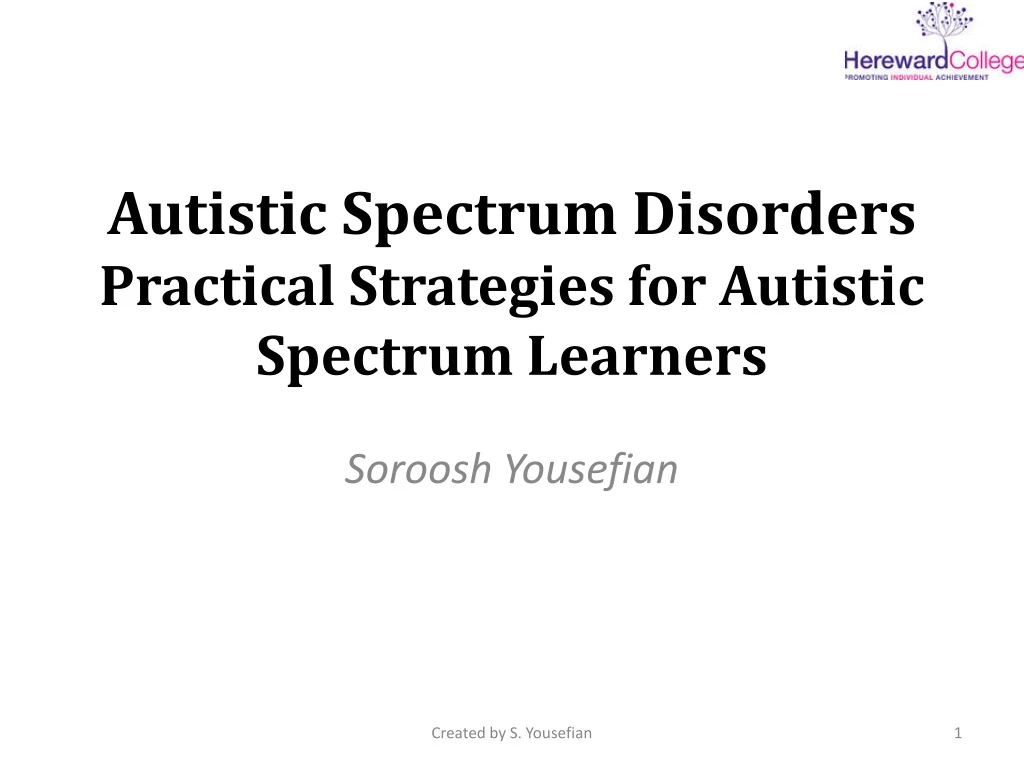 autistic spectrum disorders practical strategies for autistic spectrum learners