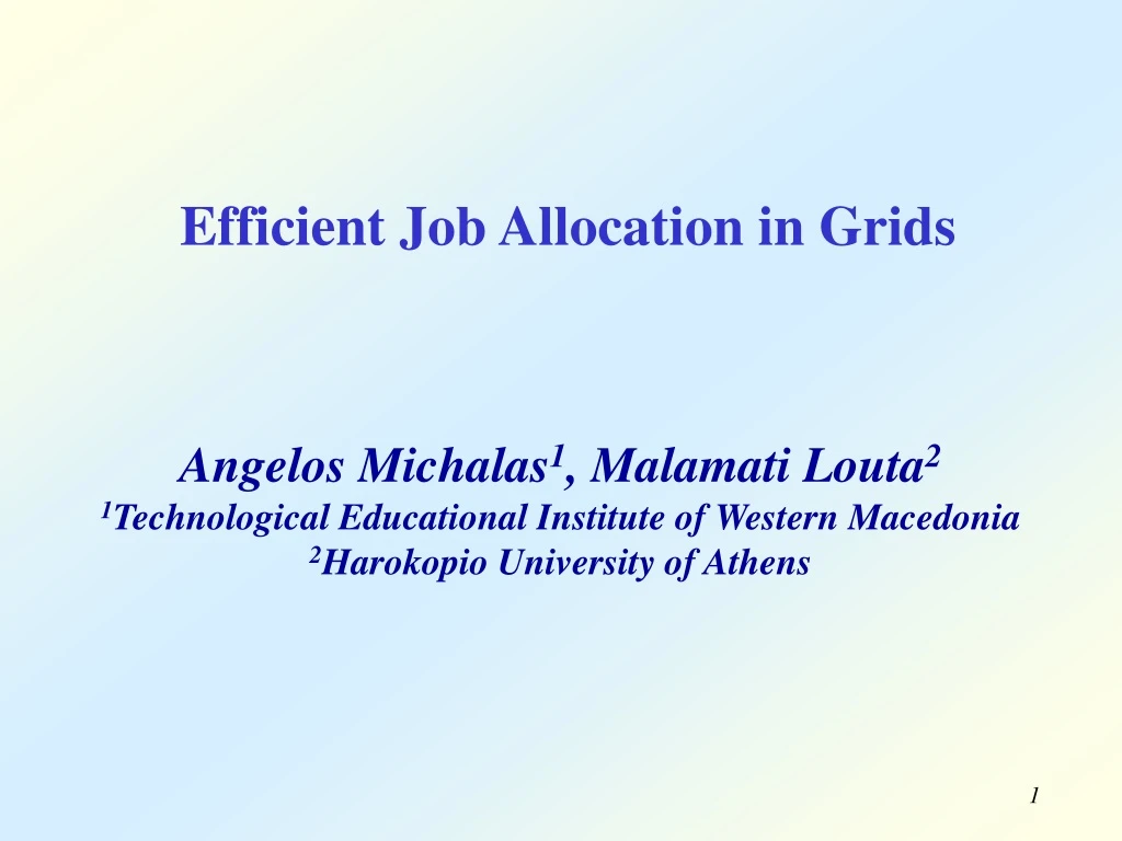 efficient job allocation in grids