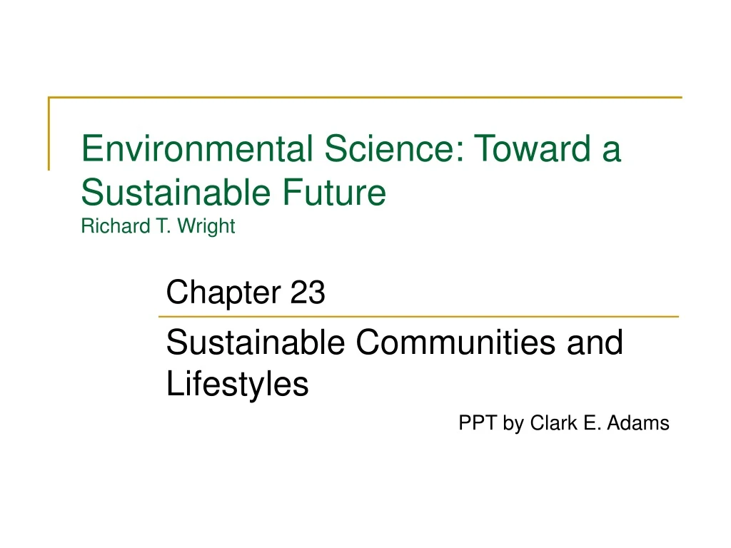 environmental science toward a sustainable future richard t wright