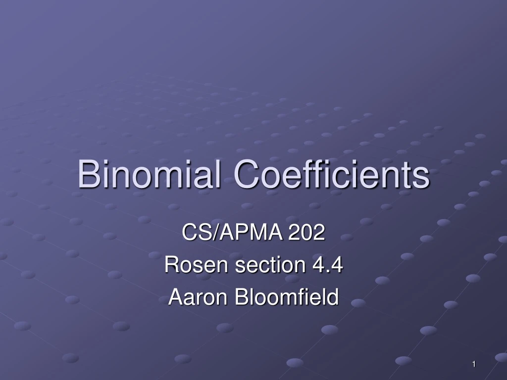 binomial coefficients