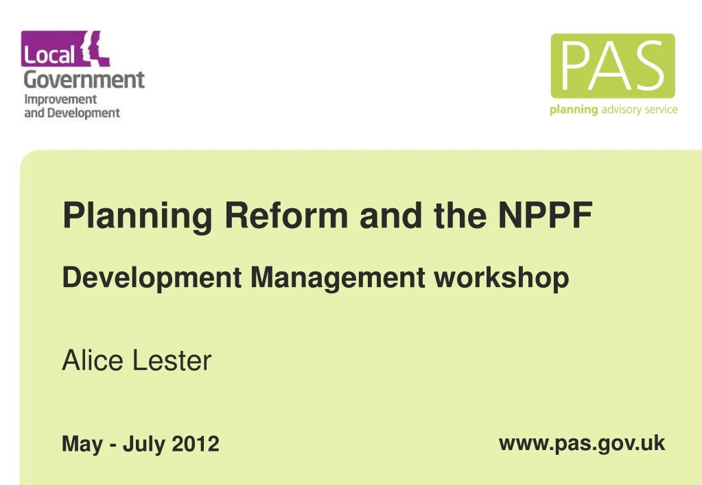 planning reform and the nppf