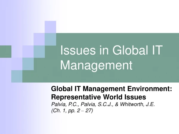 Issues in Global IT Management
