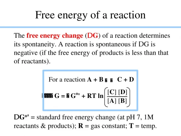 Free energy of a reaction