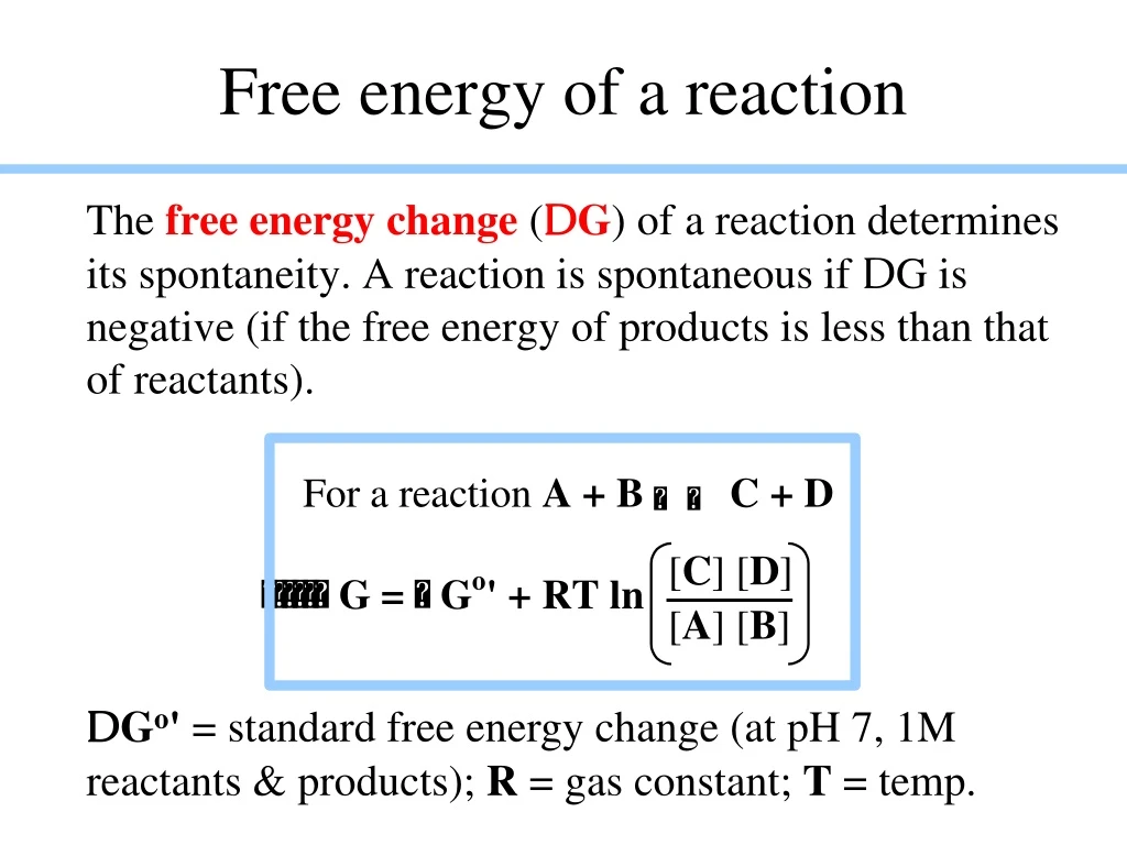 free energy of a reaction