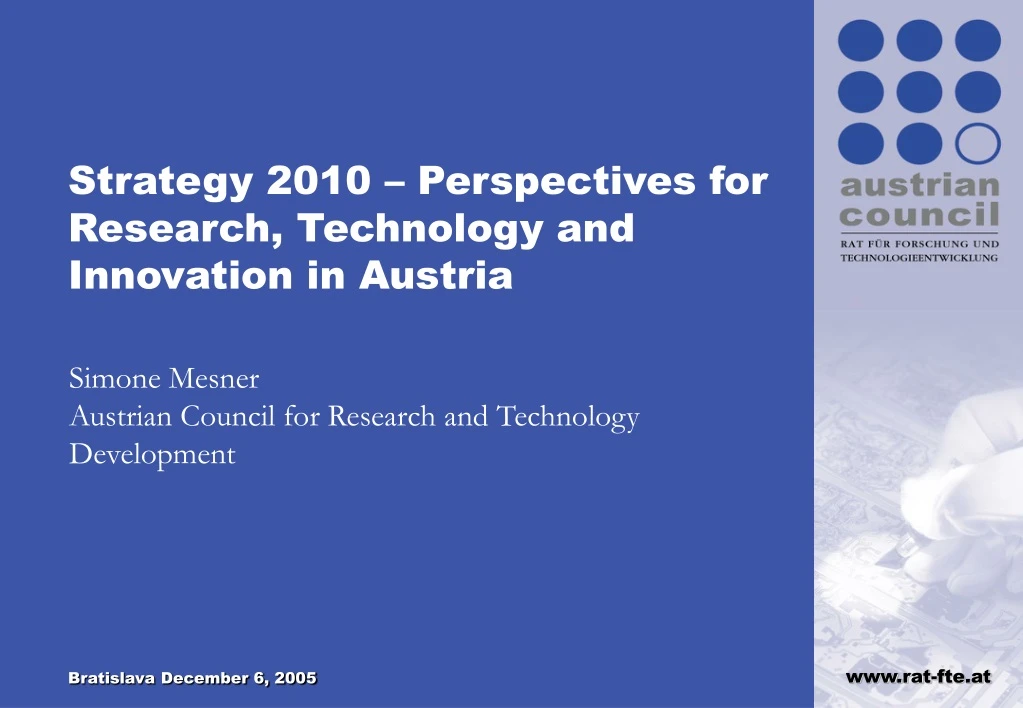 strategy 2010 perspectives for research