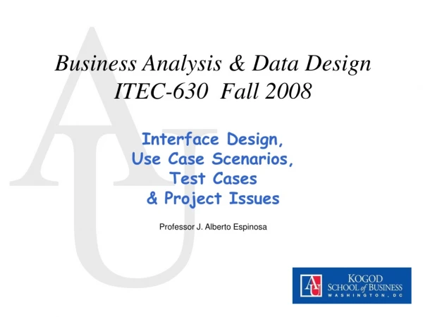 Business Analysis &amp; Data Design ITEC-630  Fall 2008