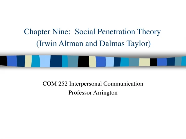 Chapter Nine:  Social Penetration Theory  (Irwin Altman and Dalmas Taylor)