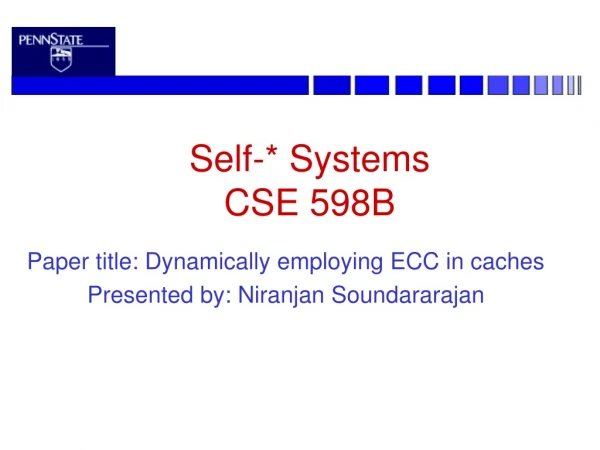 Self-* Systems CSE 598B