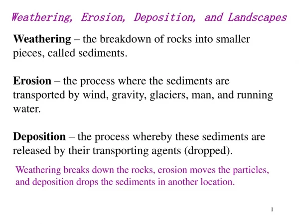 Weathering, Erosion, Deposition, and Landscapes