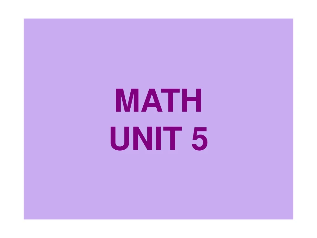 math unit 5