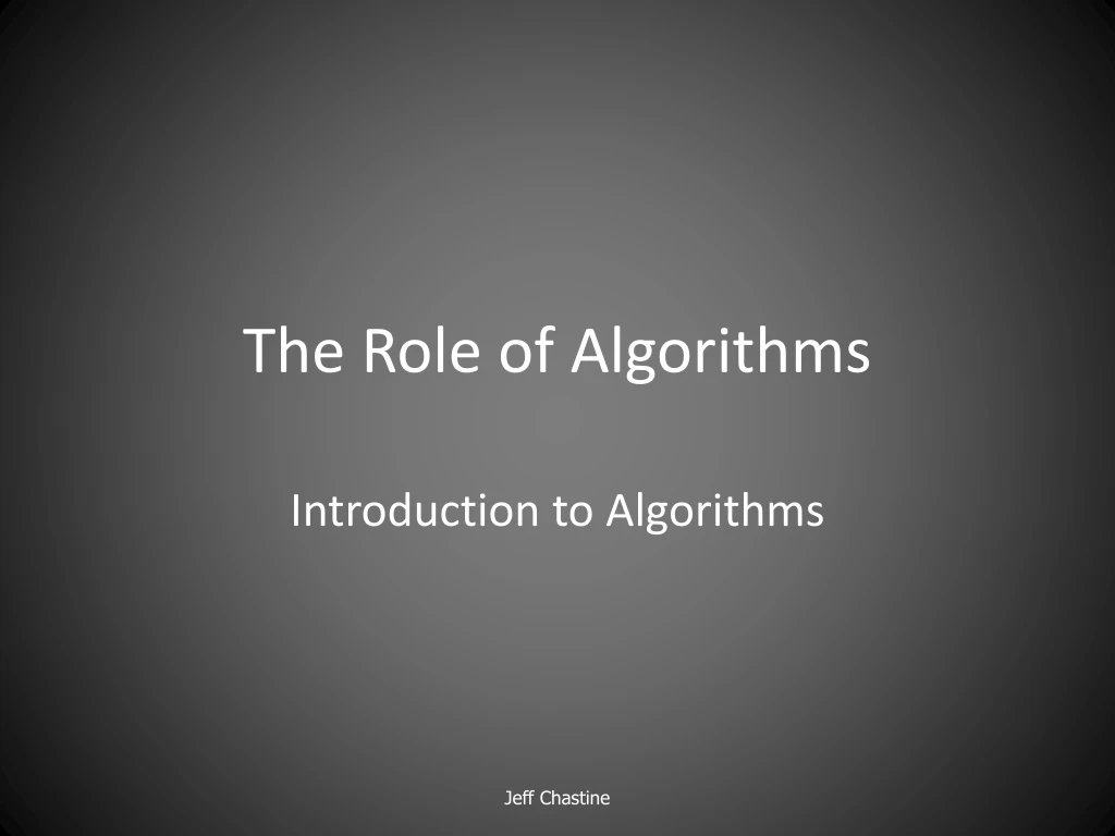 the role of algorithms