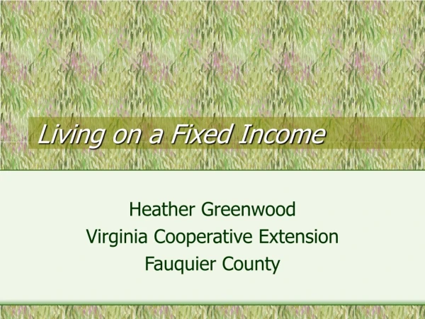 Living on a Fixed Income