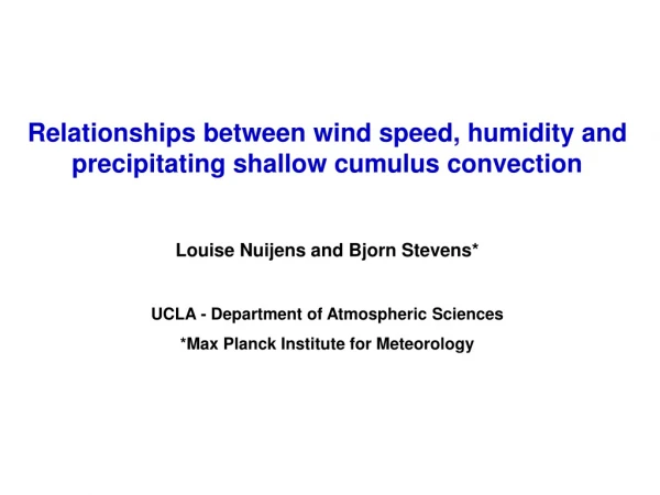 Relationships between wind speed, humidity and precipitating shallow cumulus convection