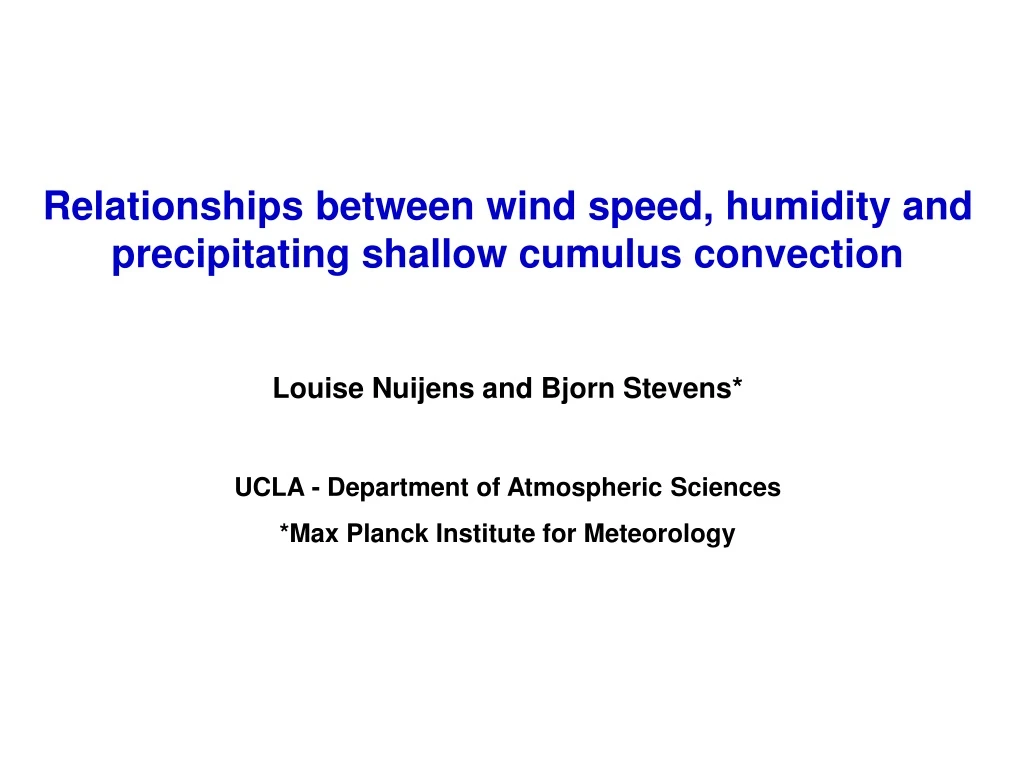 relationships between wind speed humidity