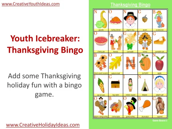 Youth Icebreaker: Thanksgiving Bingo