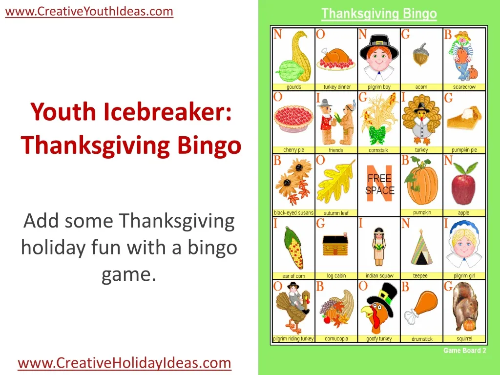 youth icebreaker thanksgiving bingo