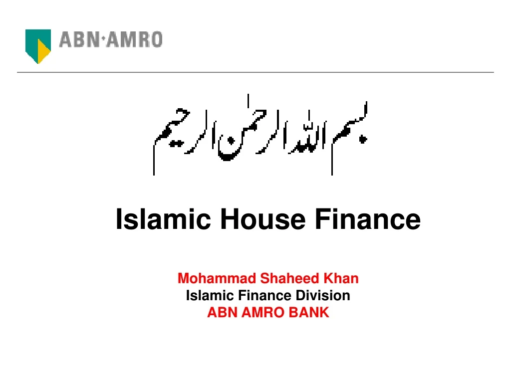islamic house finance mohammad shaheed khan