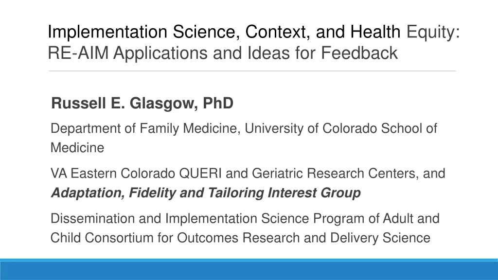 implementation science context and health equity