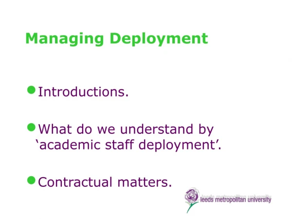 Managing Deployment