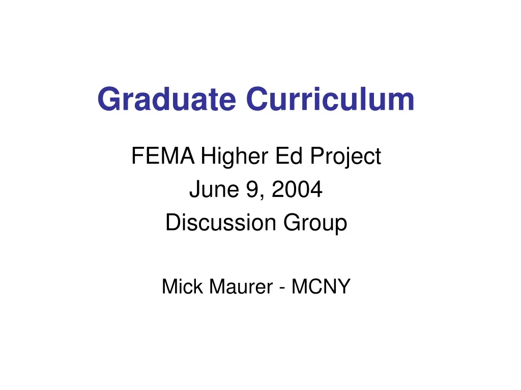 graduate curriculum