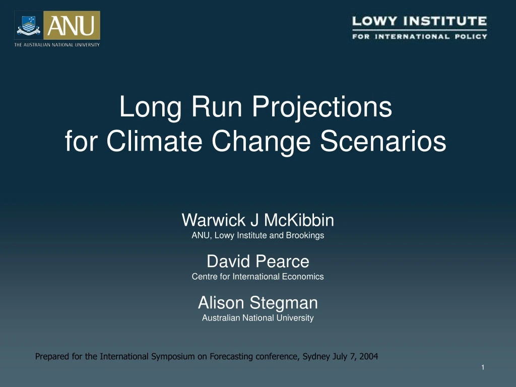 long run projections for climate change scenarios