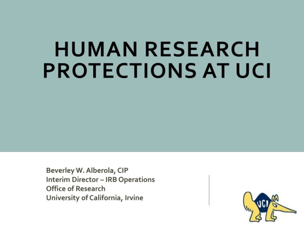 Human Research  Protections at UCI
