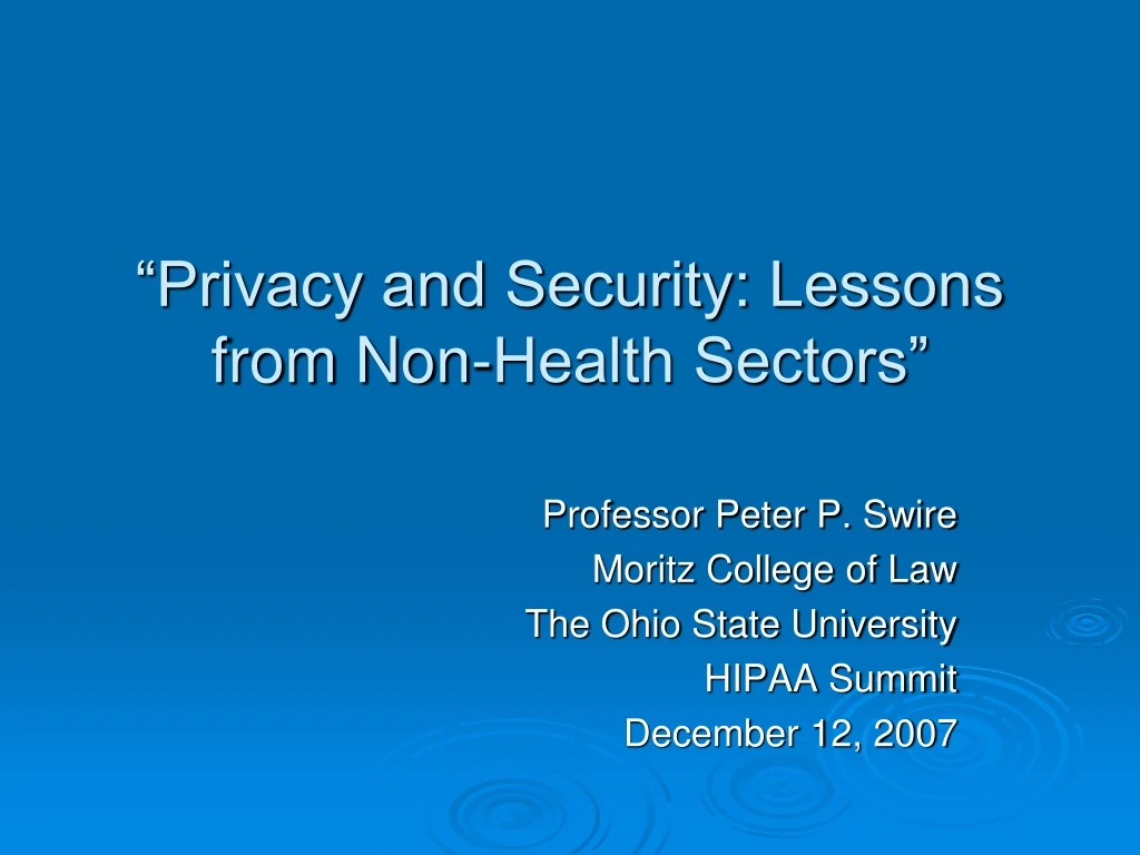 privacy and security lessons from non health sectors