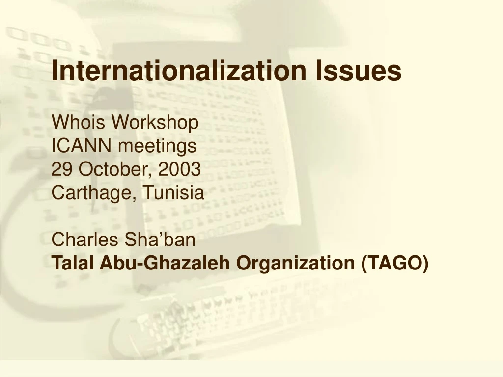 internationalization issues whois workshop icann