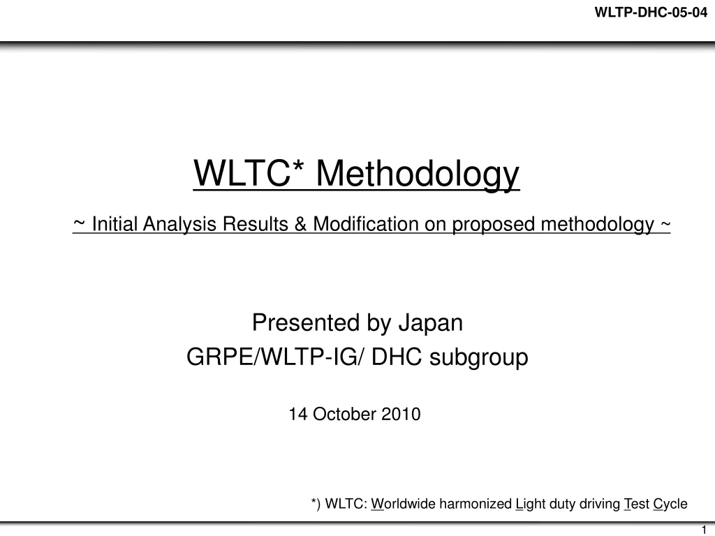 wltc methodology initial analysis results modification on proposed methodology