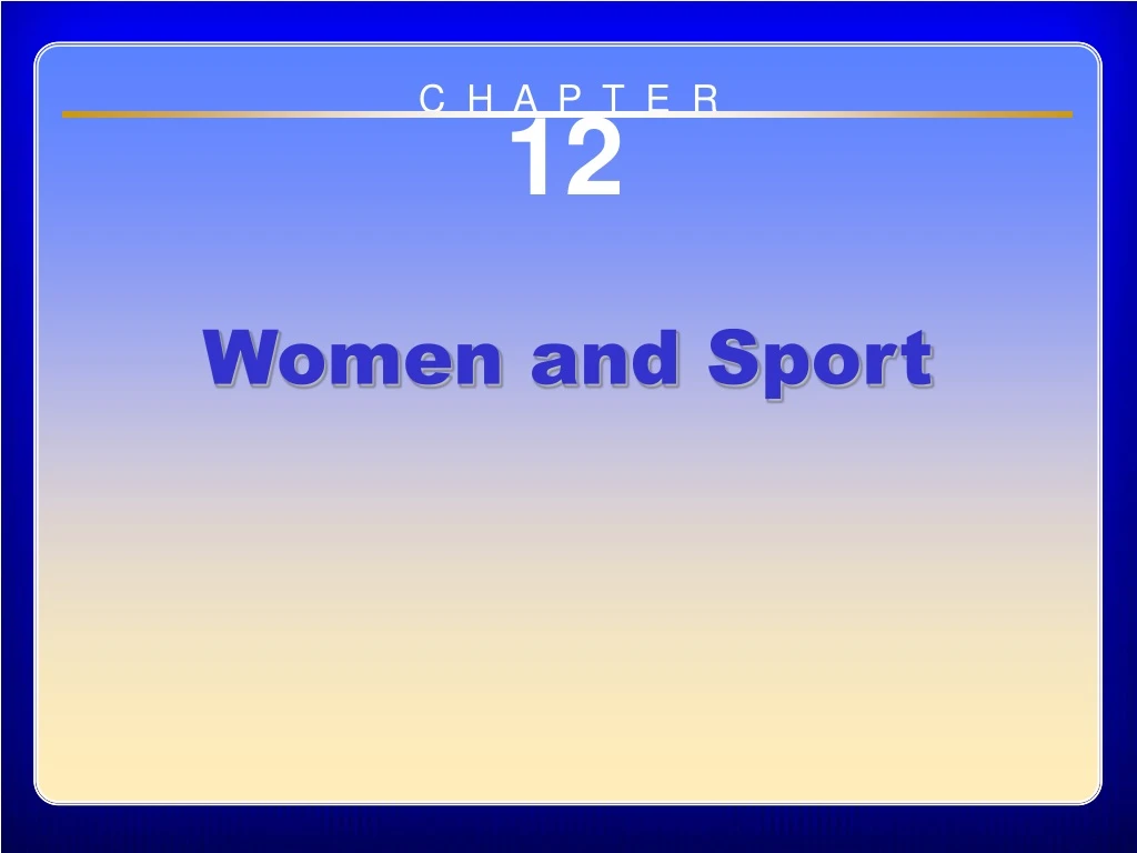 chapter 12 women and sport