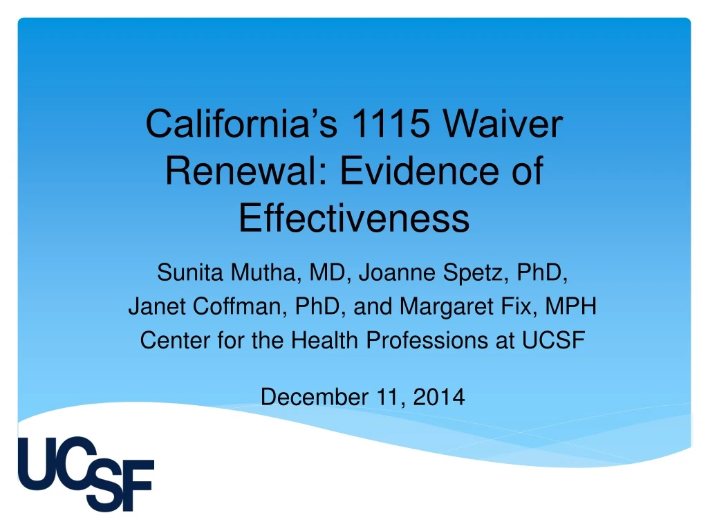 california s 1115 waiver renewal evidence of effectiveness