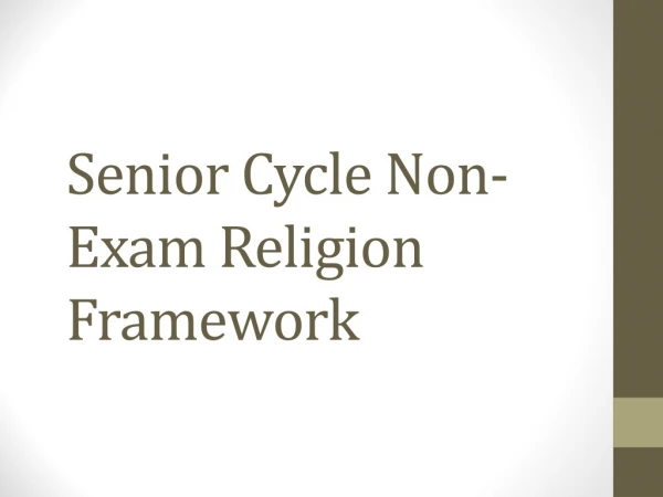 Senior Cycle Non-Exam Religion Framework