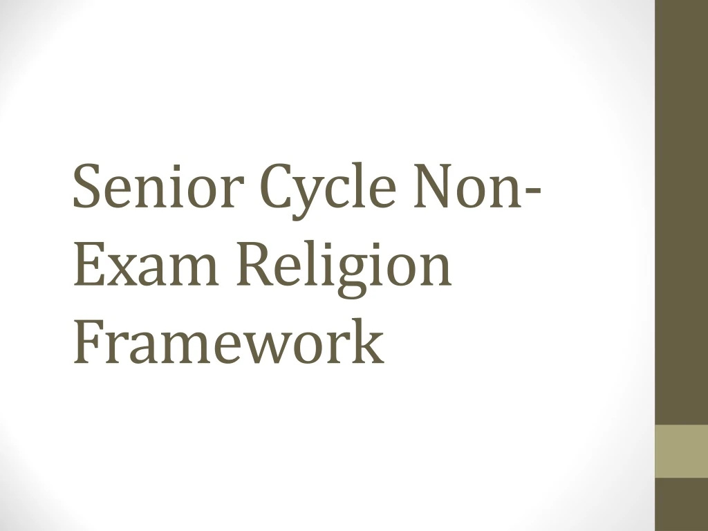 senior cycle non exam religion framework