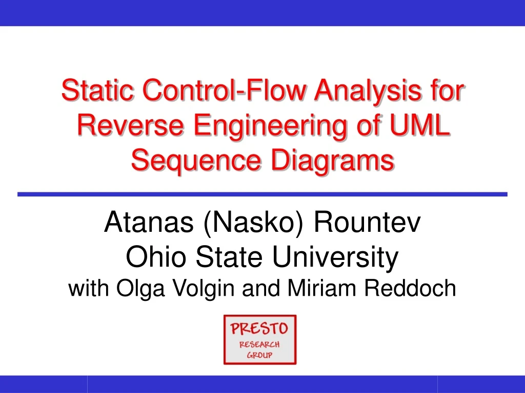 static control flow analysis for reverse engineering of uml sequence diagrams