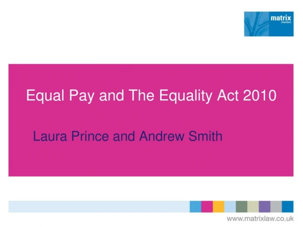 Equal Pay and The Equality Act 2010