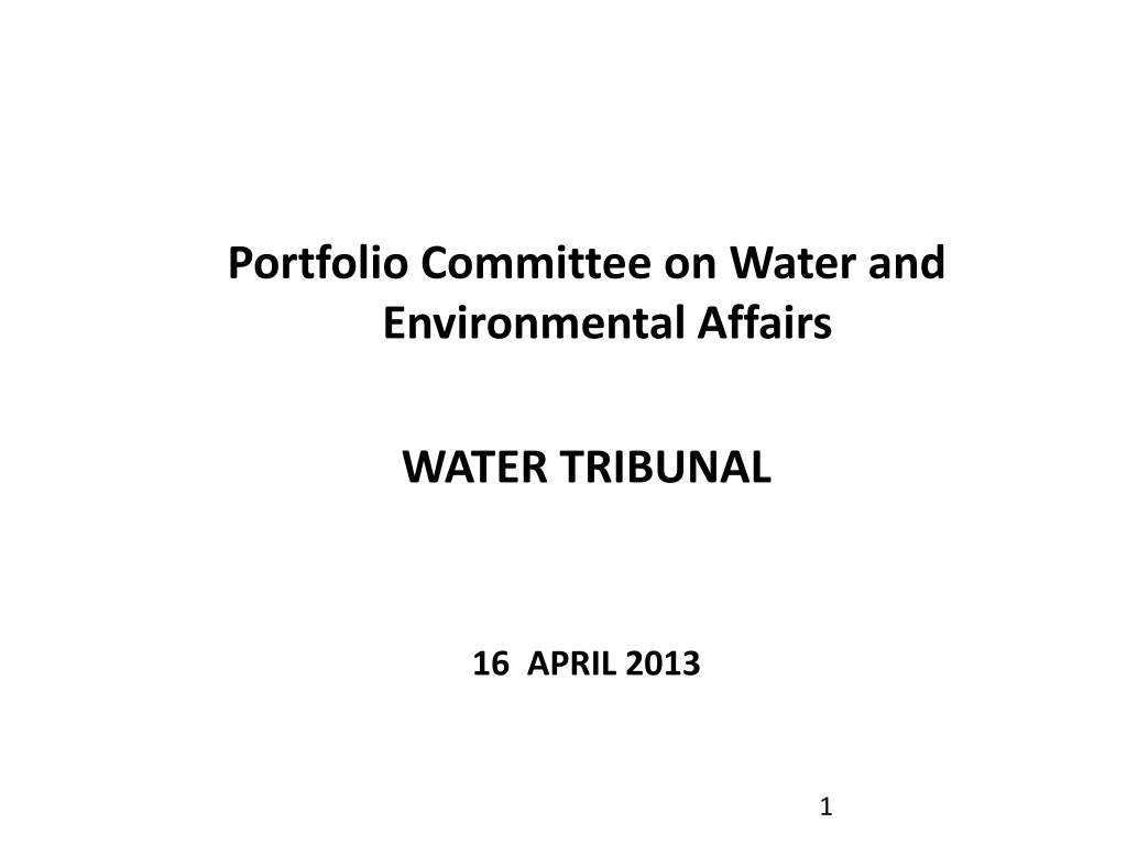portfolio committee on water and environmental