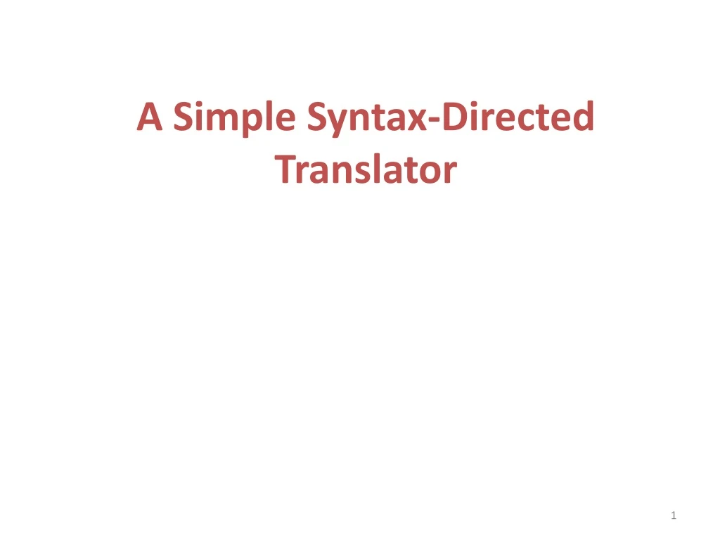 a simple syntax directed translator
