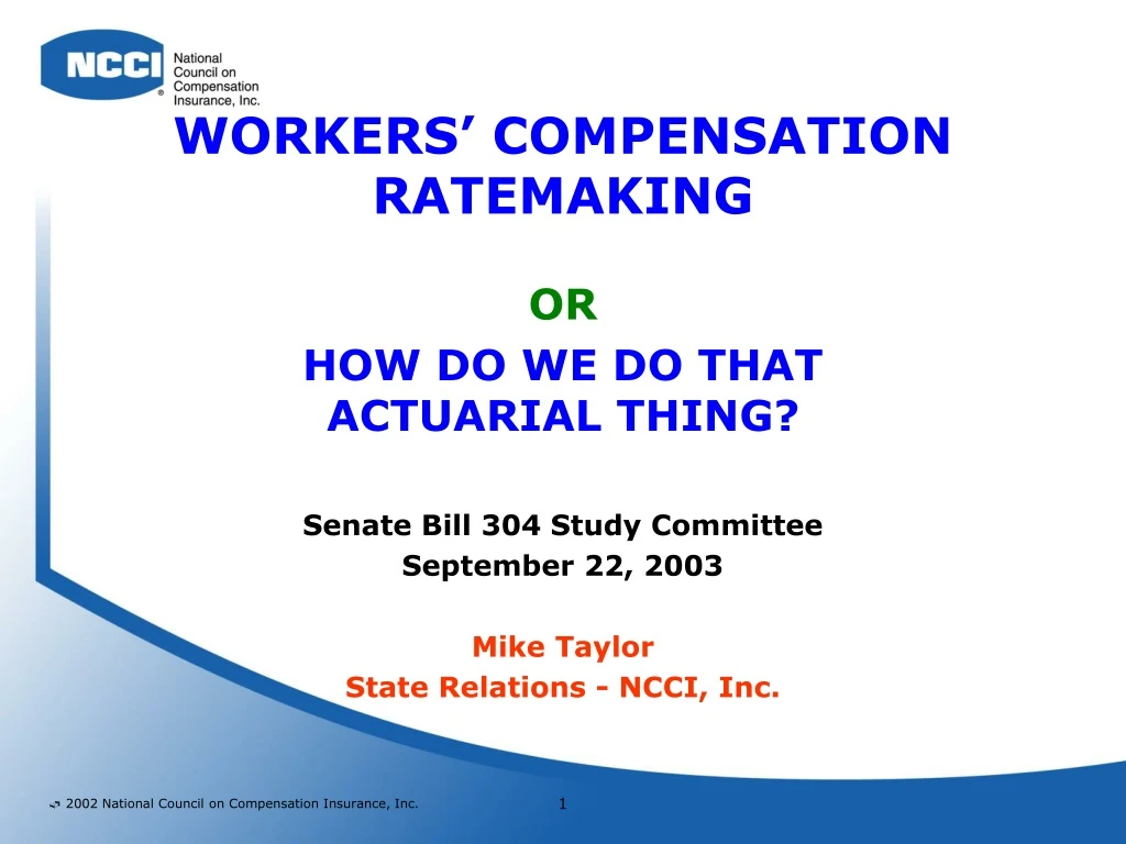 workers compensation ratemaking