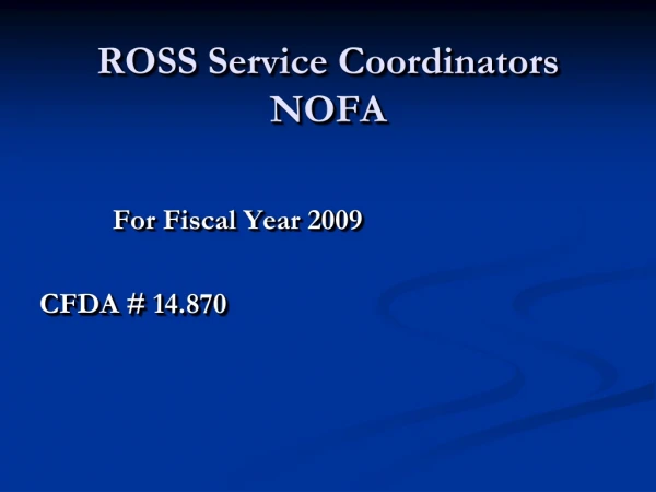 ROSS Service Coordinators NOFA