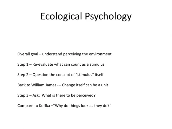 Ecological Psychology