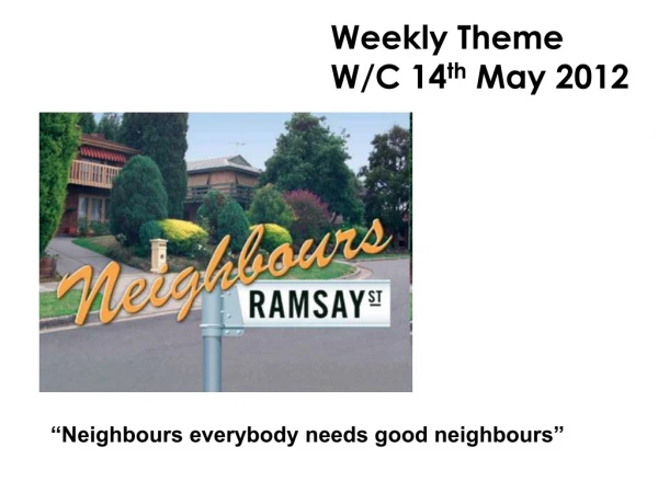 Weekly Theme W/C 14 th  May 2012